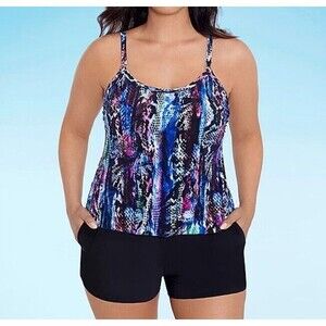 Trimshaper Womens Animal Print One Piece Swimsuit Size 18 W Color Multi Farrah